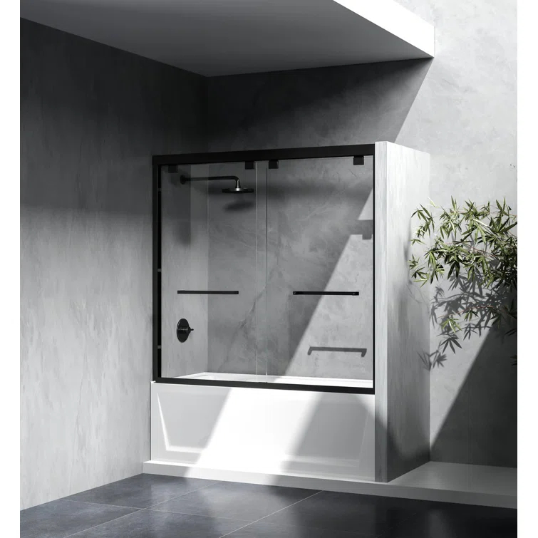 54.33" - 60" W x 60" H Double Sliding Semi-Frameless Tub Door