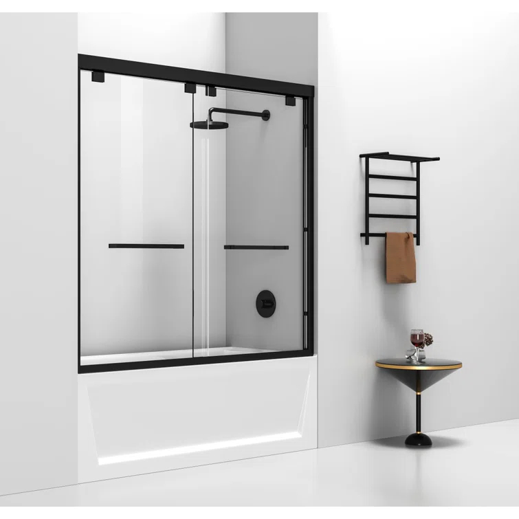 54.33" - 60" W x 60" H Double Sliding Semi-Frameless Tub Door