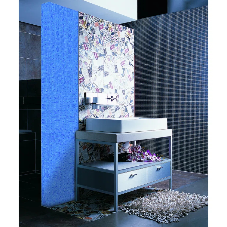 Galaxy 0.3125 in. x 0.3125 in. Iridescent Glass Pressed Edge Tiny Square Mosaic Wall Pool & Floor Tile