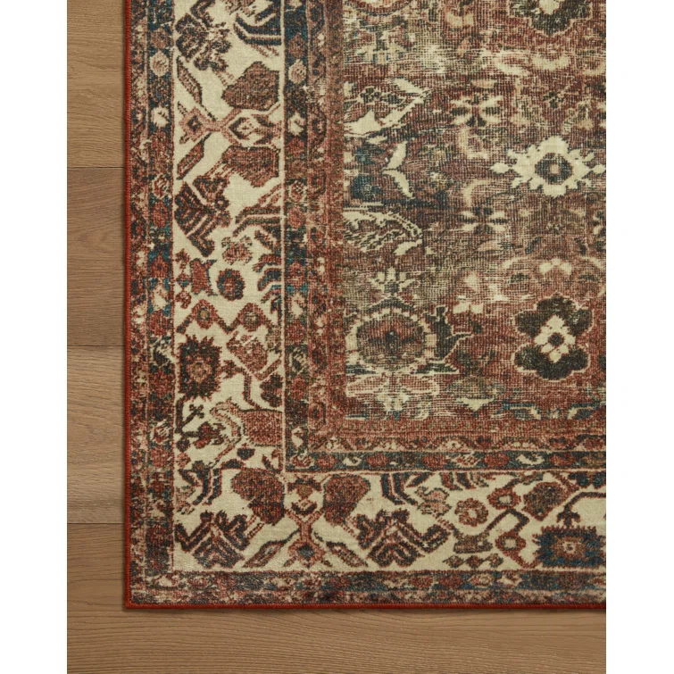 Magnolia Home By Joanna Gaines X Loloi Banks Machine Washable Brick / Ivory Area Rug