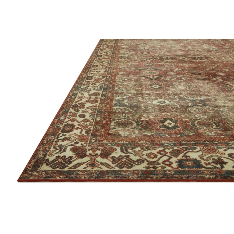 Magnolia Home By Joanna Gaines X Loloi Banks Machine Washable Brick / Ivory Area Rug