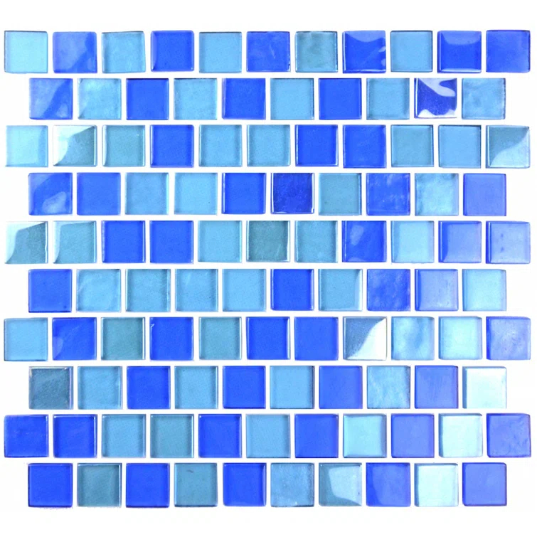 Landscape 1 in. x 1 in. Translucent Glass Plastic Face Mounted Brick Mosaic Designer Pool Tile