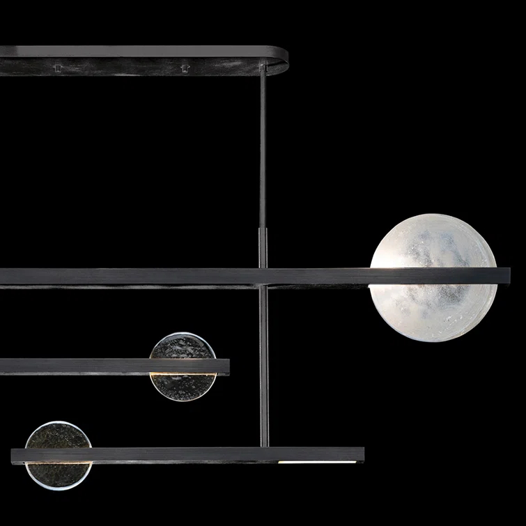 Selene Black Iron 6-Light LED Island Pendant with Clear/White Glass