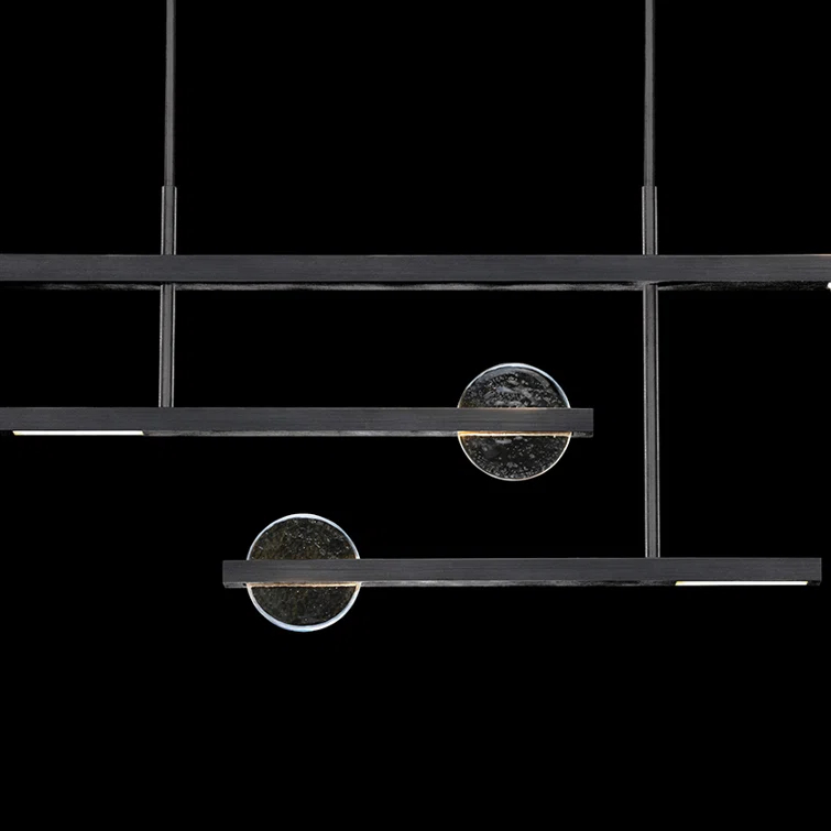 Selene Black Iron 6-Light LED Island Pendant with Clear/White Glass