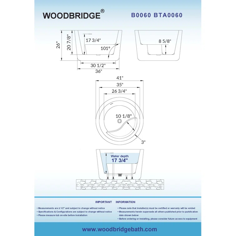 41'' x 41'' Freestanding Acrylic Round White Bathtub with Integrated Seat, Non-Slip Design