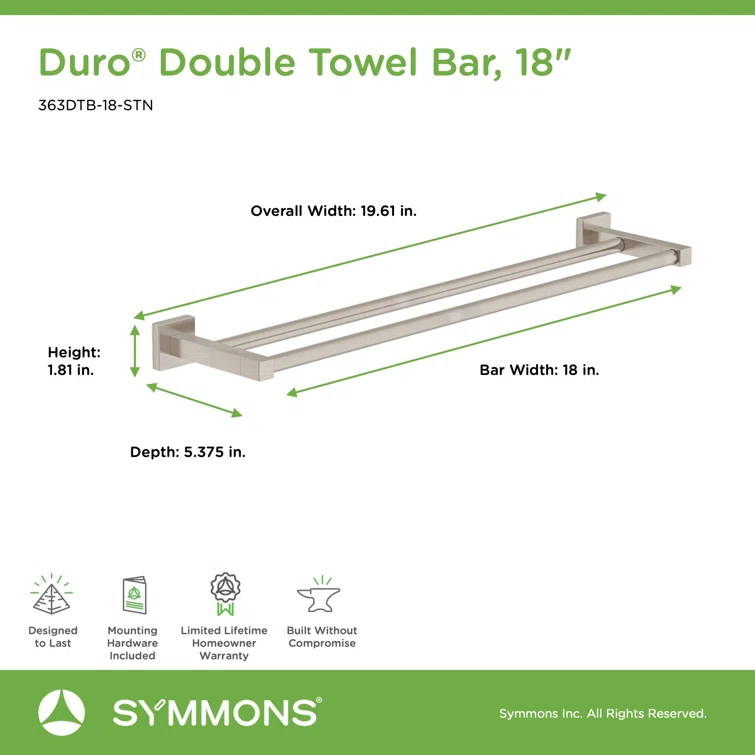 Duro 18" Wall Mounted Double Towel Bar