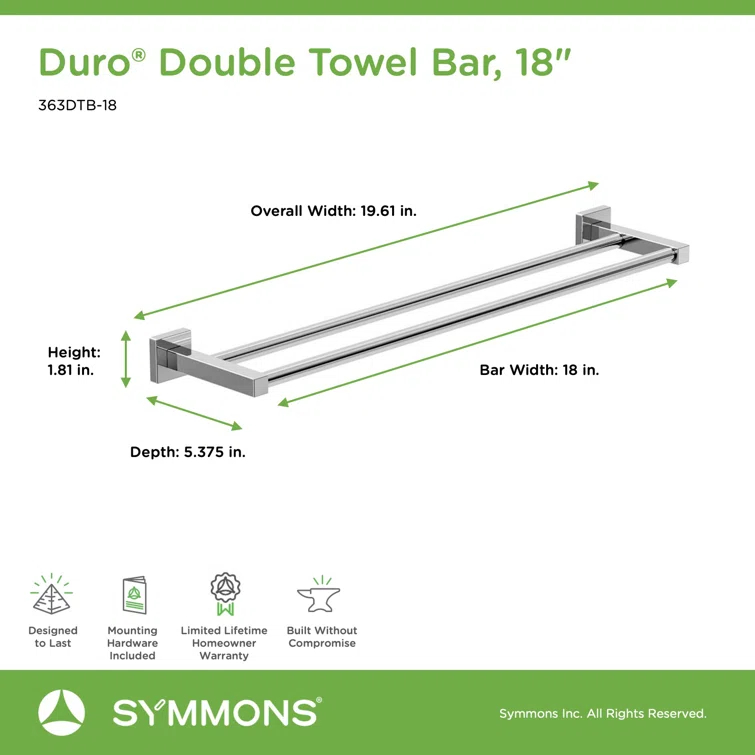Duro 18" Wall Mounted Double Towel Bar