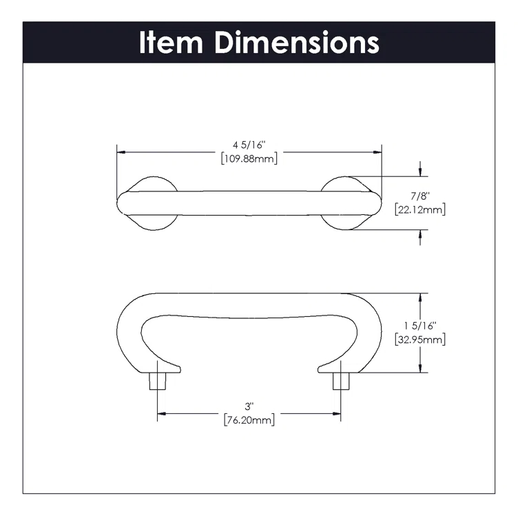 Craftsman Kitchen Cabinet Handles, Solid Core Drawer Pulls for Cabinet Doors, 3"