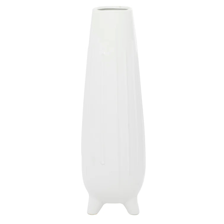 CosmoLiving by Cosmopolitan Cosmoliving By Cosmopolitan White Ceramic Contemporary Vase