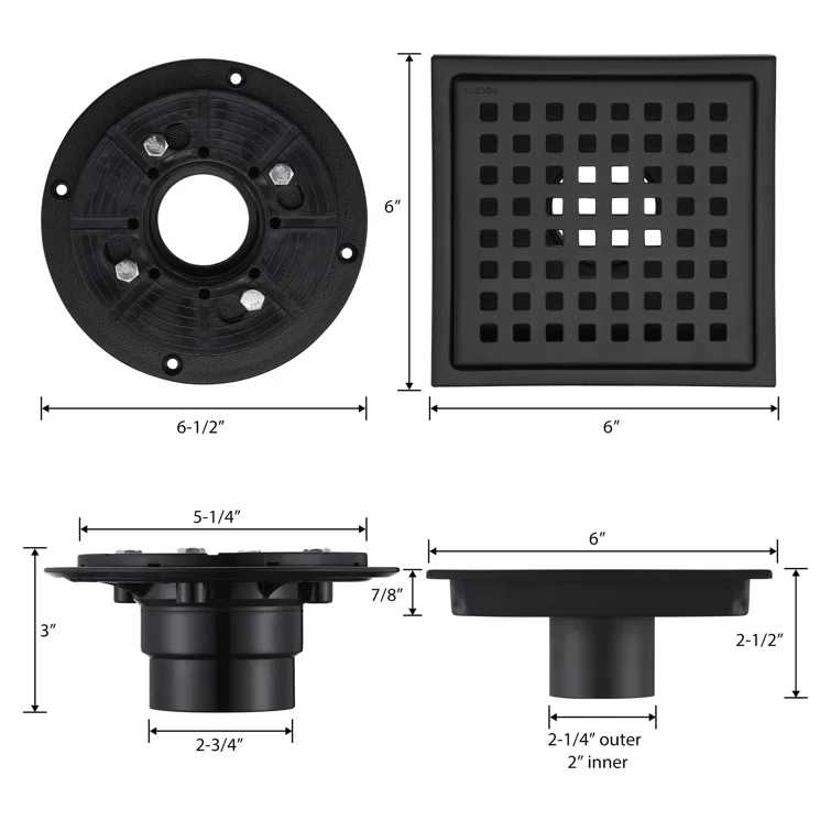 6 in. x 6 in. Shower Floor Drain