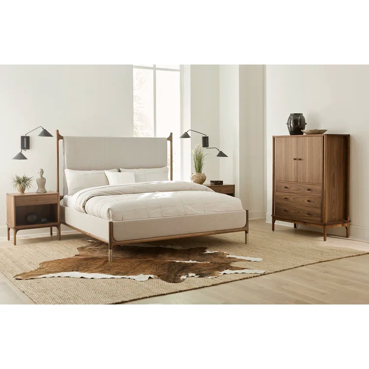 Walnut and Bamboo 45" Mid-Century Modern Gentleman's Chest