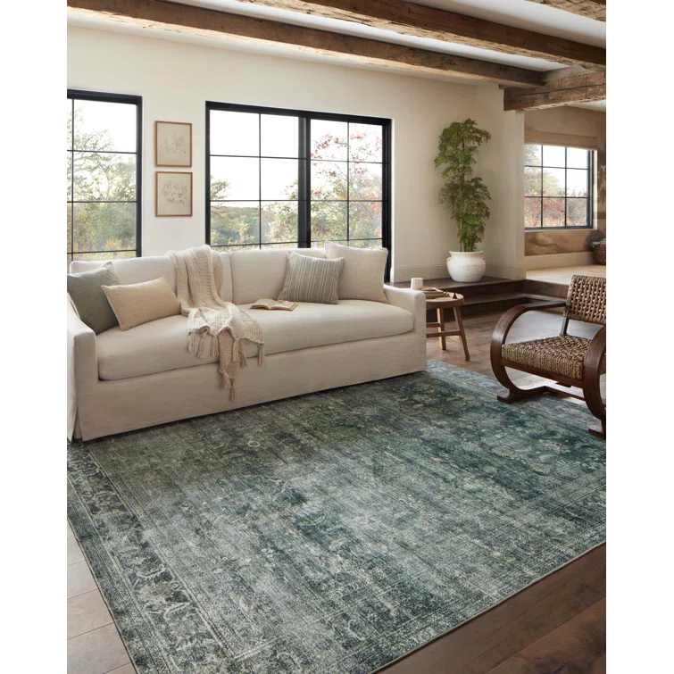 Magnolia Home By Joanna Gaines X Loloi Banks Machine Washable Blue / Lagoon Area Rug