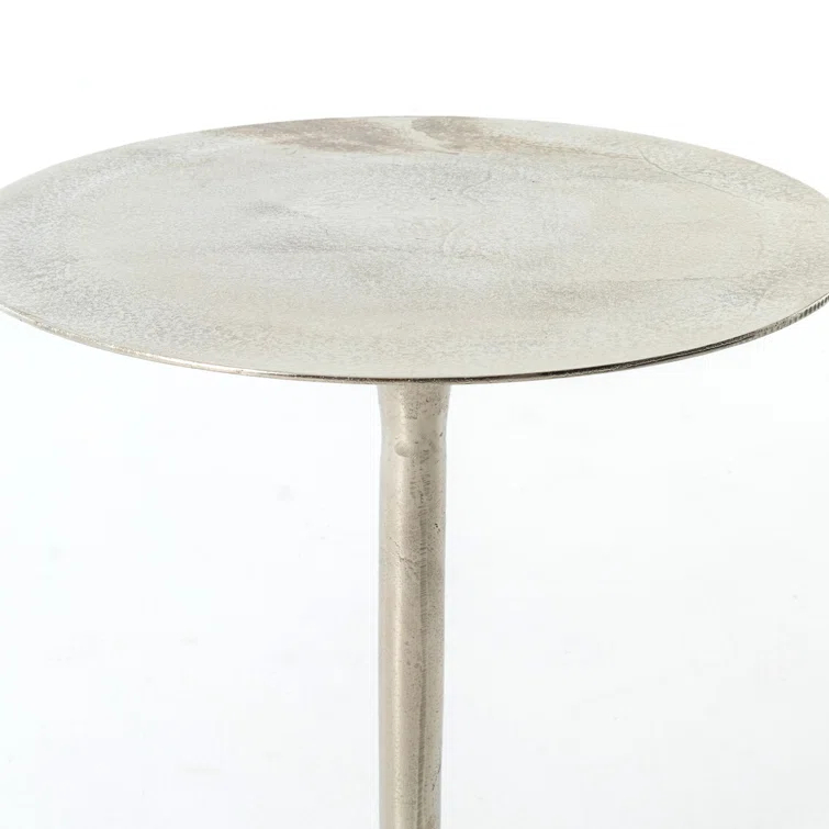 Silver Round Metal Contemporary End Table