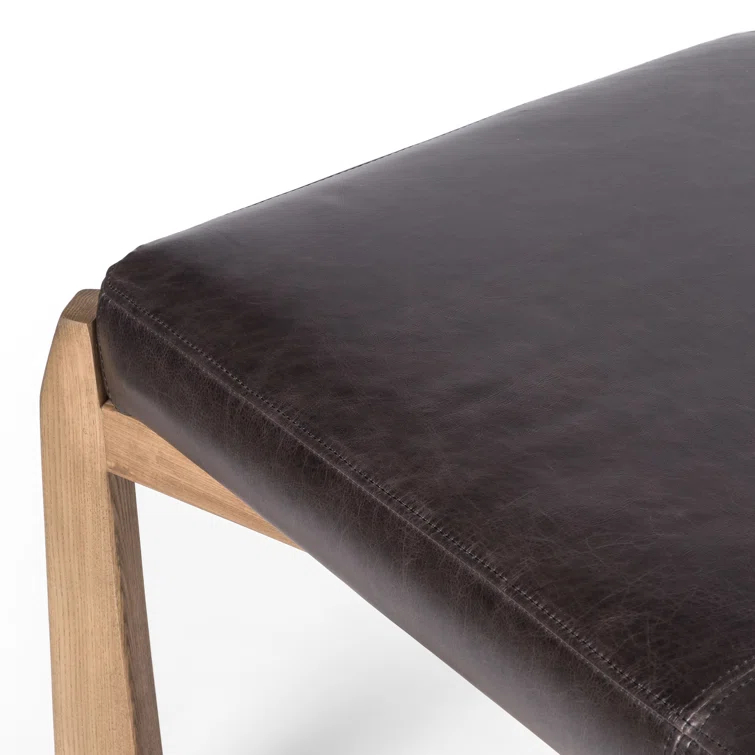 Sonoma Black Genuine Leather Bench with Oak X-Base