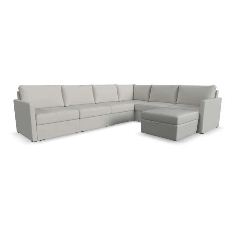 Flex 6 - Piece Upholstered Modular Sectional with Storage Ottoman