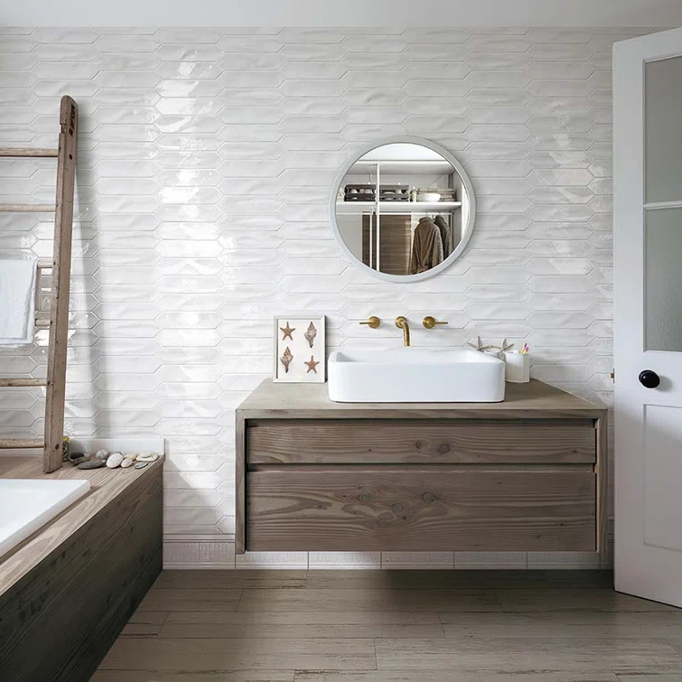 Arte 3" x 12" Picket Zellige Look Glossy Subway Wall Tile