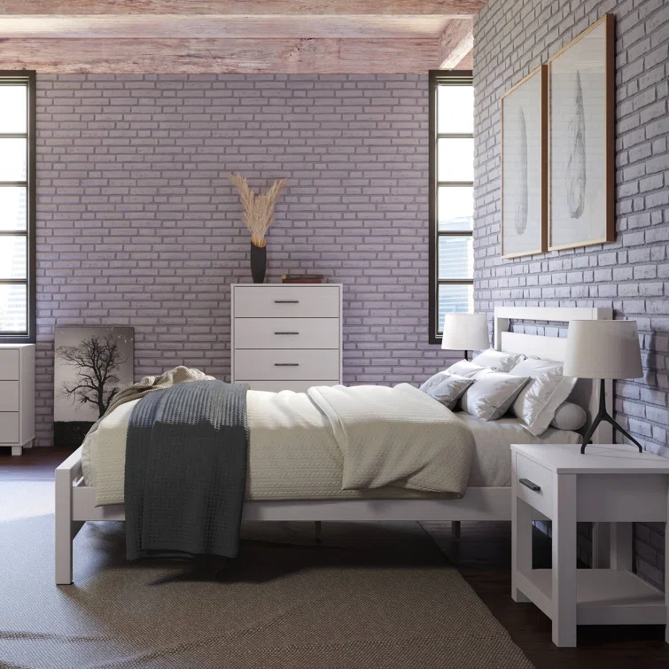 Loft Solid Wood Panel Bed
