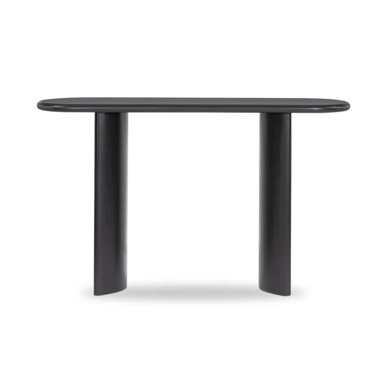 Aged Black Acacia Solid Wood Demilune Console Table