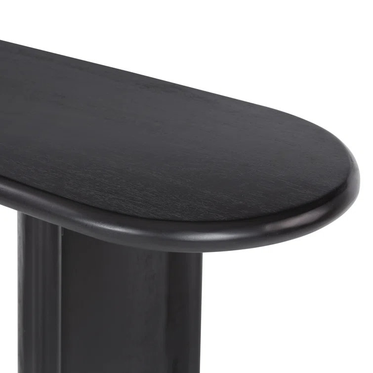 Aged Black Acacia Solid Wood Demilune Console Table