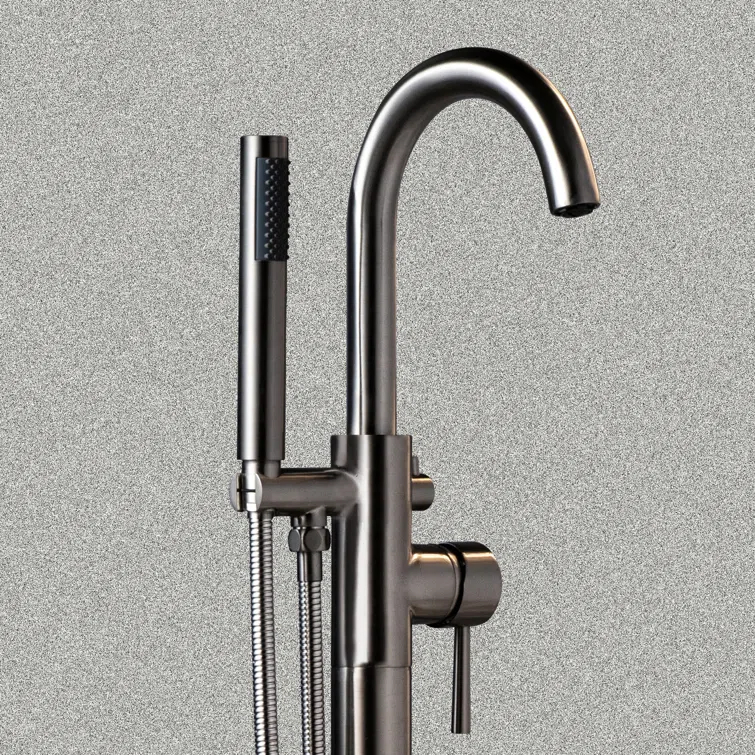 WoodBridge Single Handle Floor Mounted Freestanding Tub Faucet with Handshower F0023BNRD