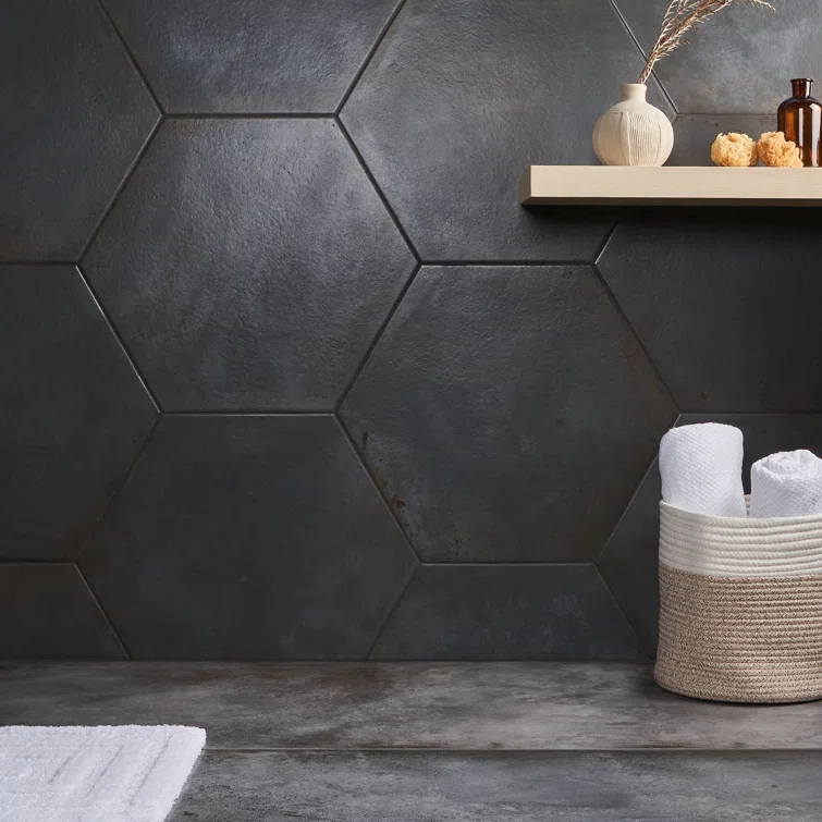Angela Harris Fuller 20" Hex Porcelain Metallic Look Floor and Wall Tile