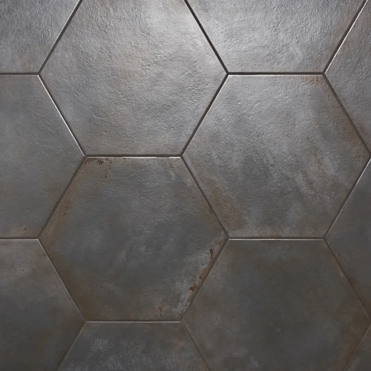 Angela Harris Fuller 20" Hex Porcelain Metallic Look Floor and Wall Tile
