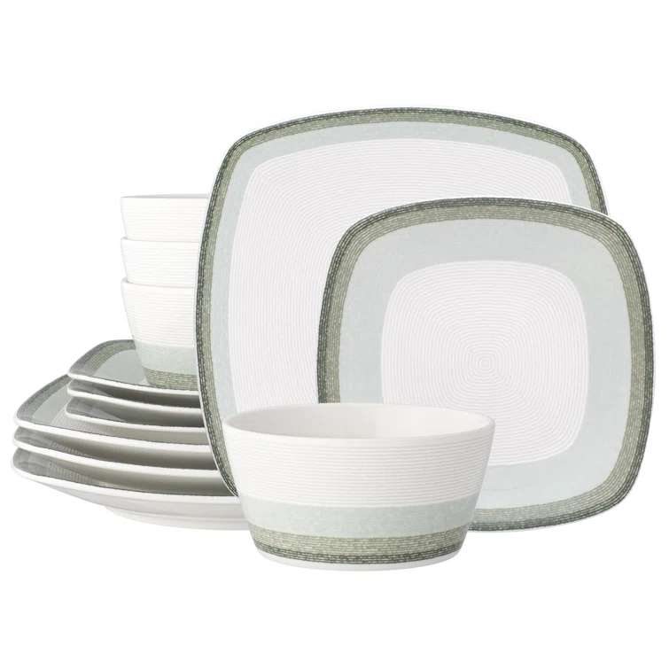 Noritake Colorscapes Layers Square 12-Piece Dinnerware Set, Service for 4