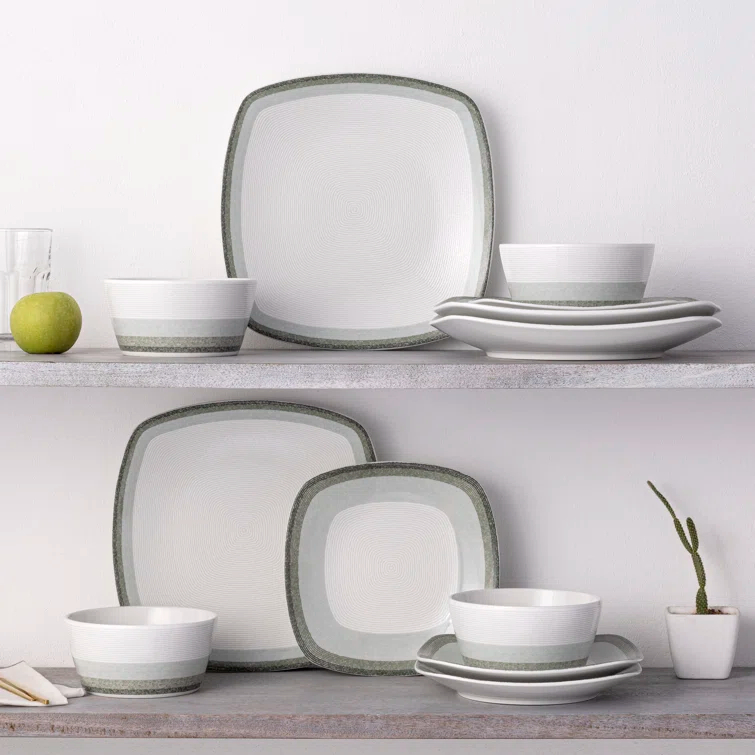Noritake Colorscapes Layers Square 12-Piece Dinnerware Set, Service for 4