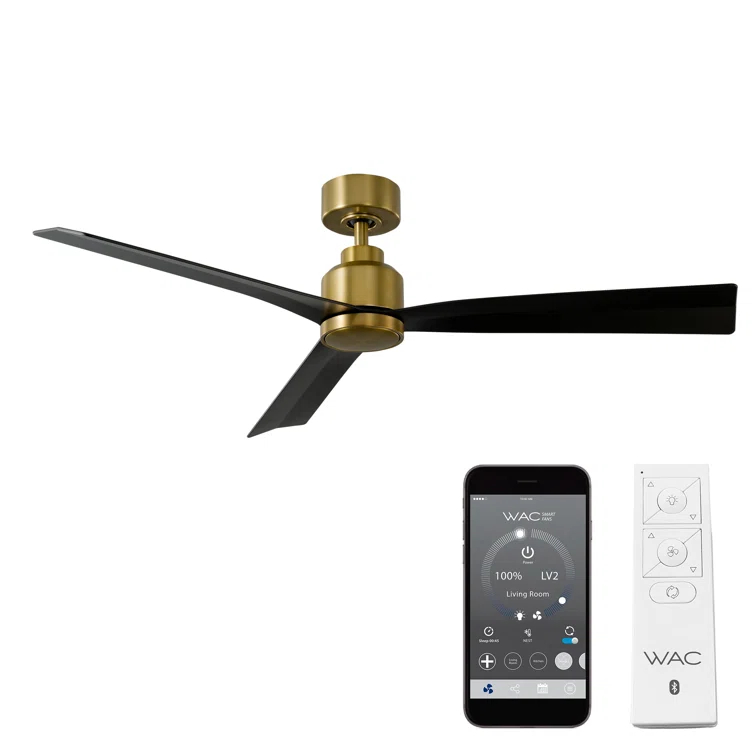 52" Smart Home Compatible 3 Blade Smart Ceiling Fan with Remote