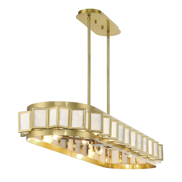 Savoy House Gideon 8-Light Linear Chandelier in Warm Brass