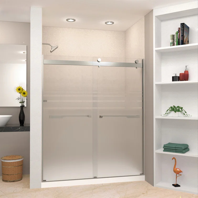56" W x 70" H Bypass Frameless Shower Door with TruMotion Technology