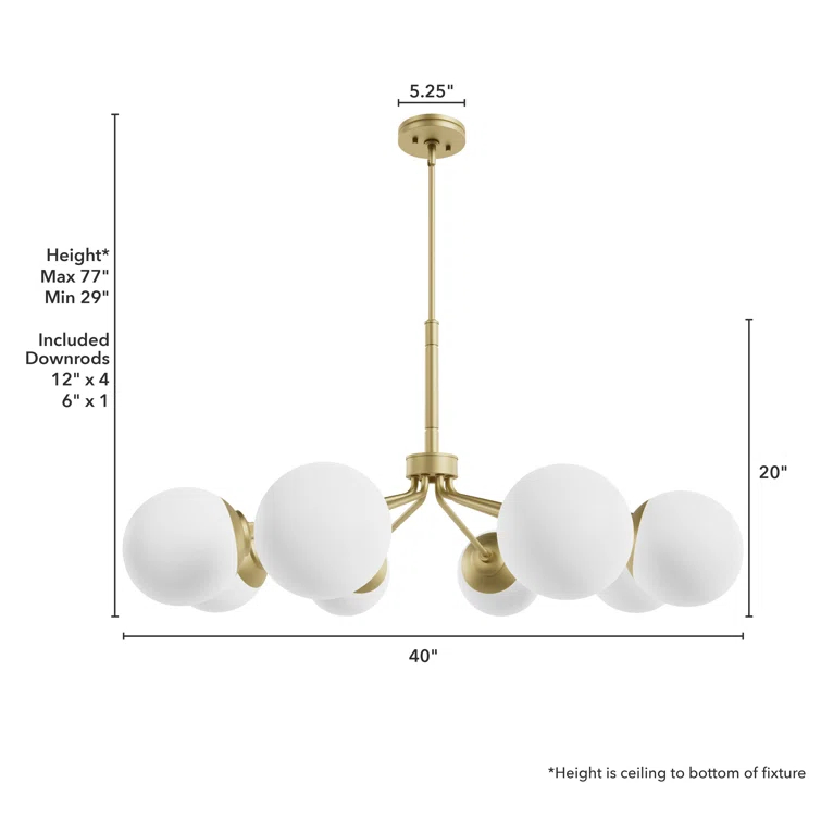 Hunter Fan Hepburn 8 - Light Sputnik Modern Linear Chandelier