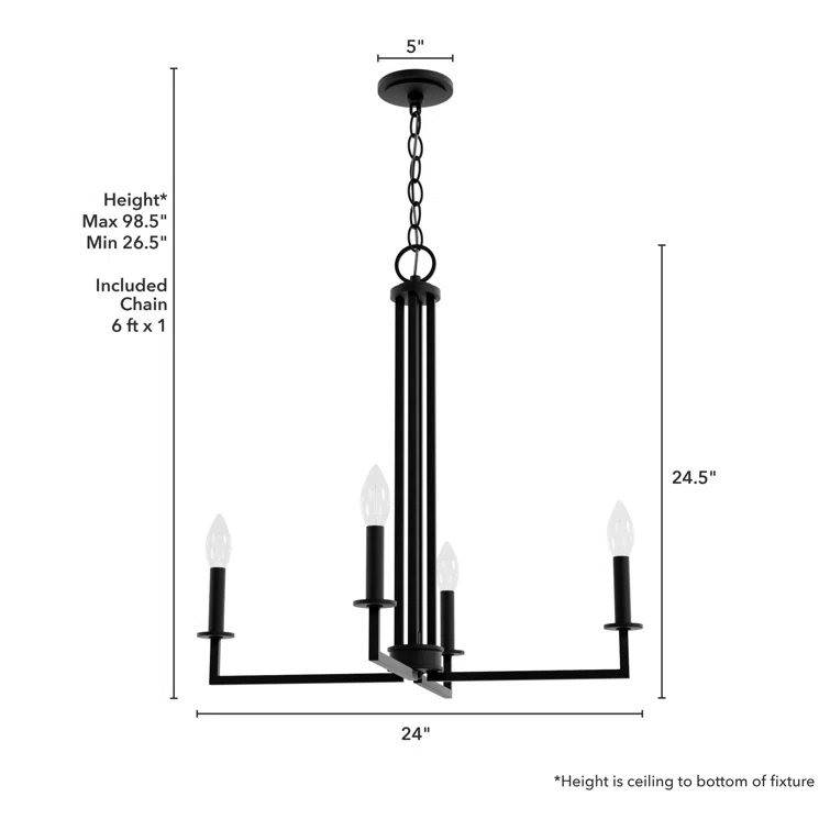 4 - Light Geometric Rectangle Chandelier