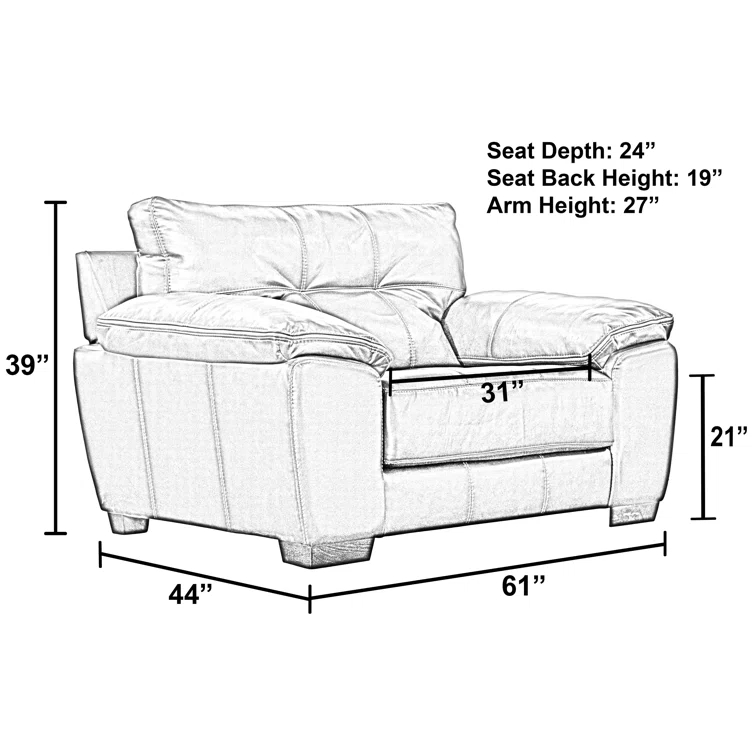 Peosta 61" Wide Tufted Polyester Chair and a Half