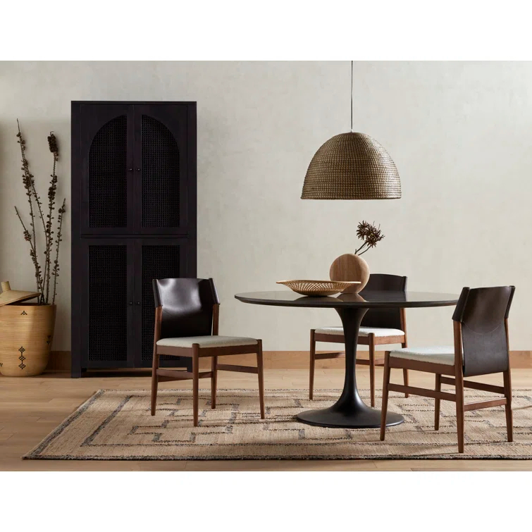 Powell 55" Black Marble and Iron Round Dining Table