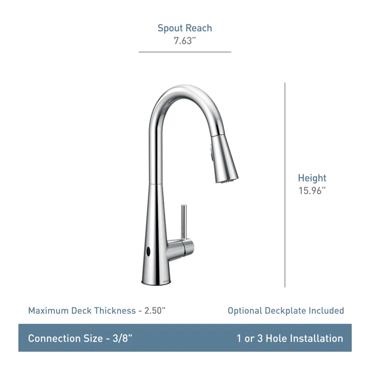 Moen Sleek MotionSense Wave Single Handle Pulldown Kitchen Faucet with Power Clean Technology
