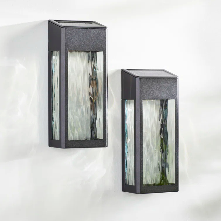 Classy Caps Black Powder Coated Aluminum Solar Powered Integrated LED Metal Deck Light (Set of 2)