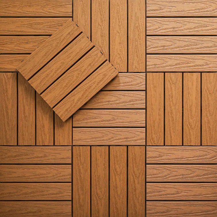 UltraShield Naturale 1 ft. x 1 ft. Quick Deck Outdoor Composite Deck Tile in Peruvian Teak (10 sq. ft. Per Box)
