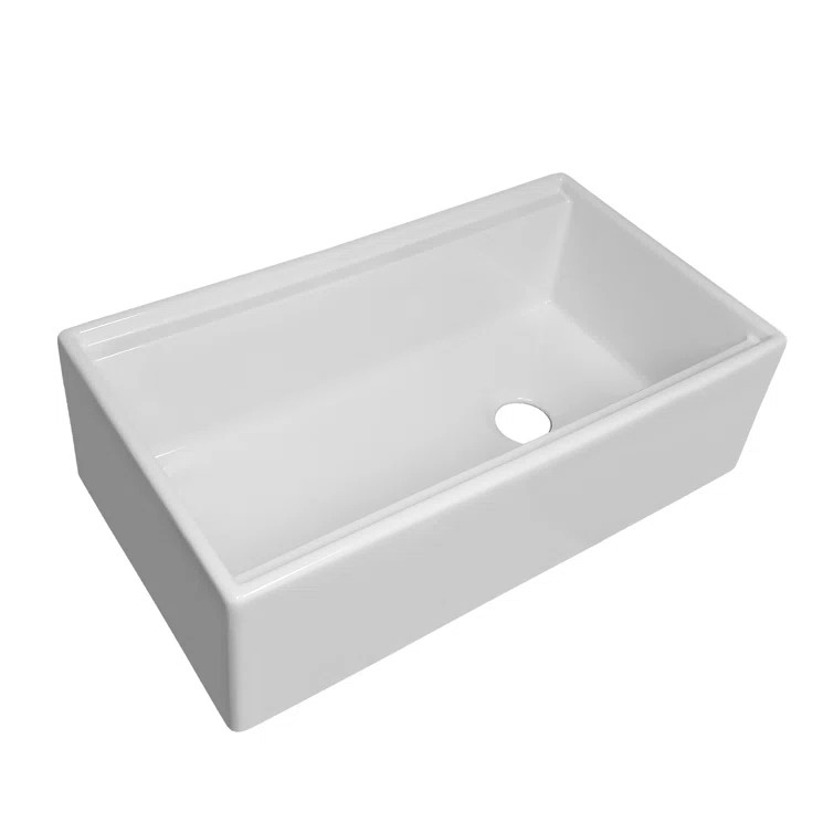 Whitehaus Collection Front Apron Single Bowl Fireclay Kitchen Sinks with Cutting Board and Grid
