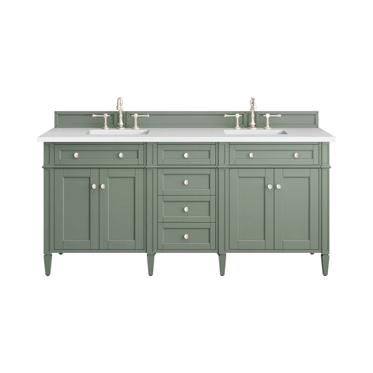 Smokey Celadon Green Double Vanity with Quartz Top