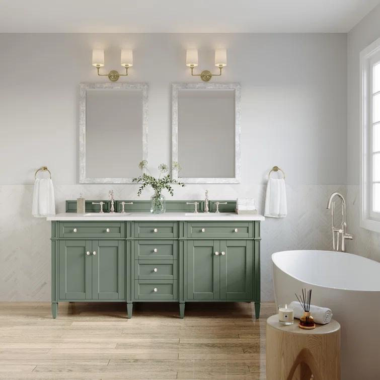 Smokey Celadon Green Double Vanity with Quartz Top