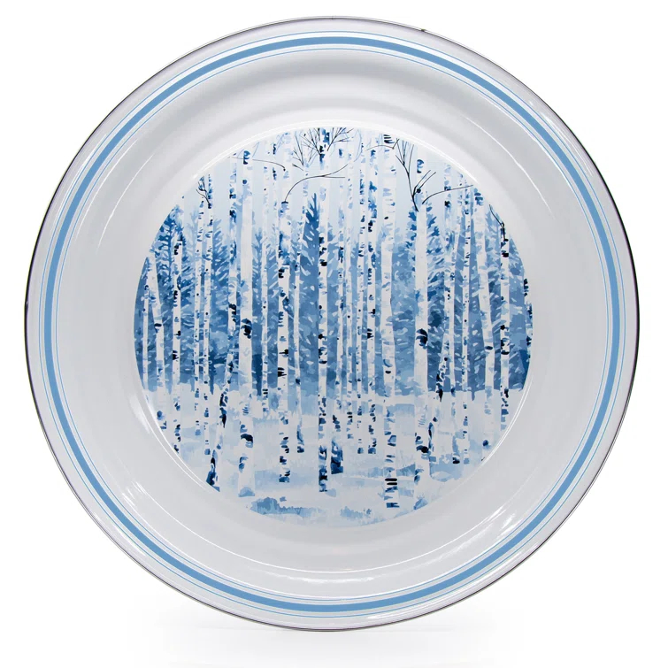 Aspen Grove Blue and White Enamelware Serving Tray