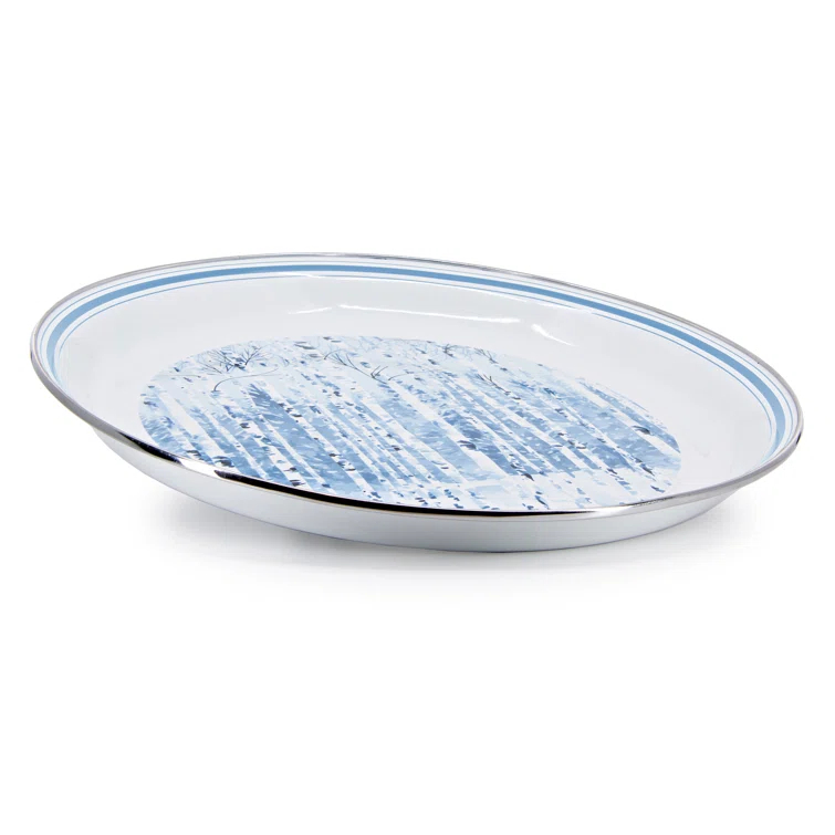 Aspen Grove Blue and White Enamelware Serving Tray