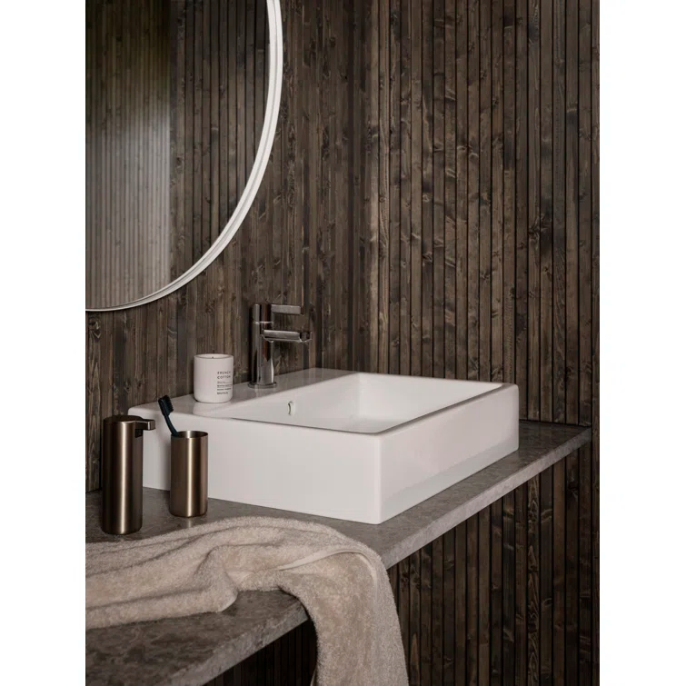 Large White Round Bathroom Vanity Mirror with Steel Rim