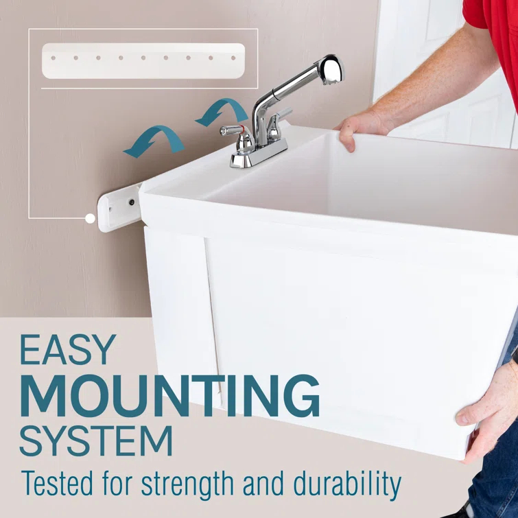 23" L x 24" W Wall Mount Laundry Sink with Faucet