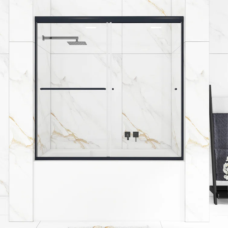 60" W x 58" H Double Sliding Framed Tub Door