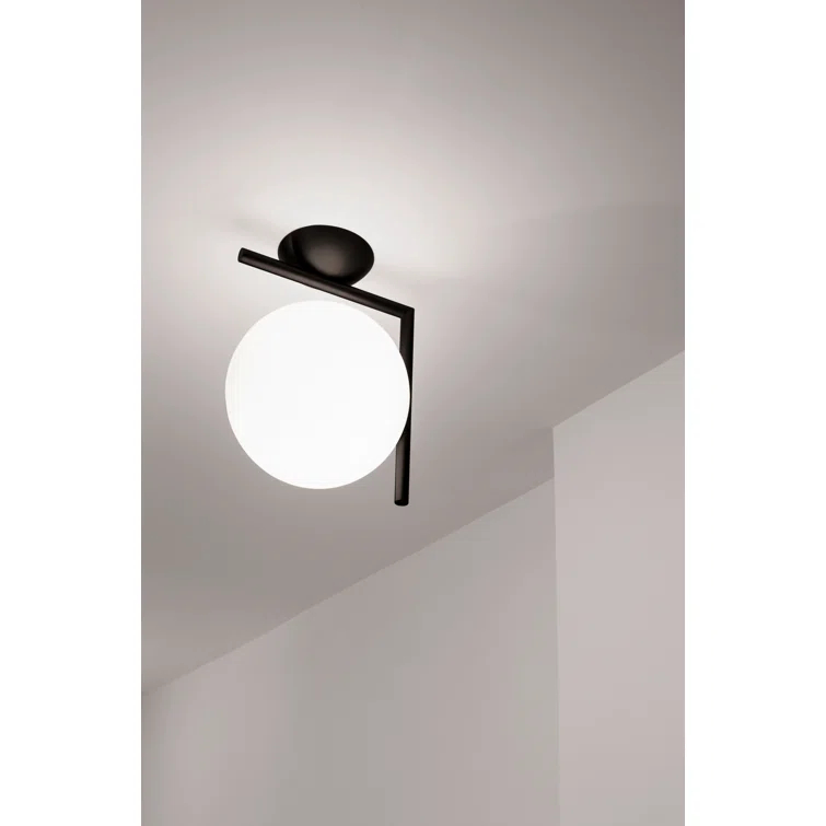 IC Small Black Direct Wired Opal Glass Sconce by Michael Anastassiades