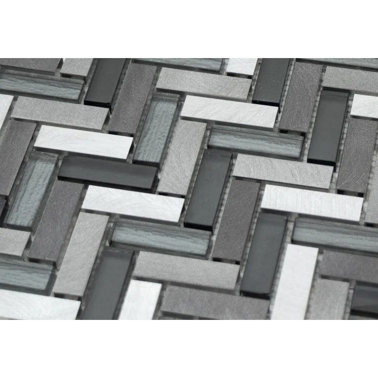 Twilight Series 0.5" x 2" Straight Edge Metal and Glass Mosaic Tile