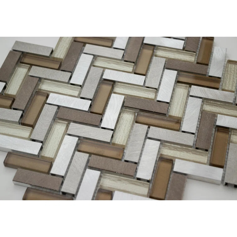 Twilight Series 0.5" x 2" Straight Edge Metal and Glass Mosaic Tile