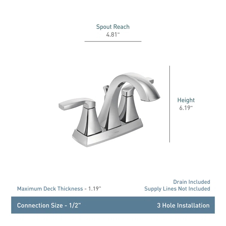 Moen Voss Centerset Bathroom Faucet with Drain Assembly